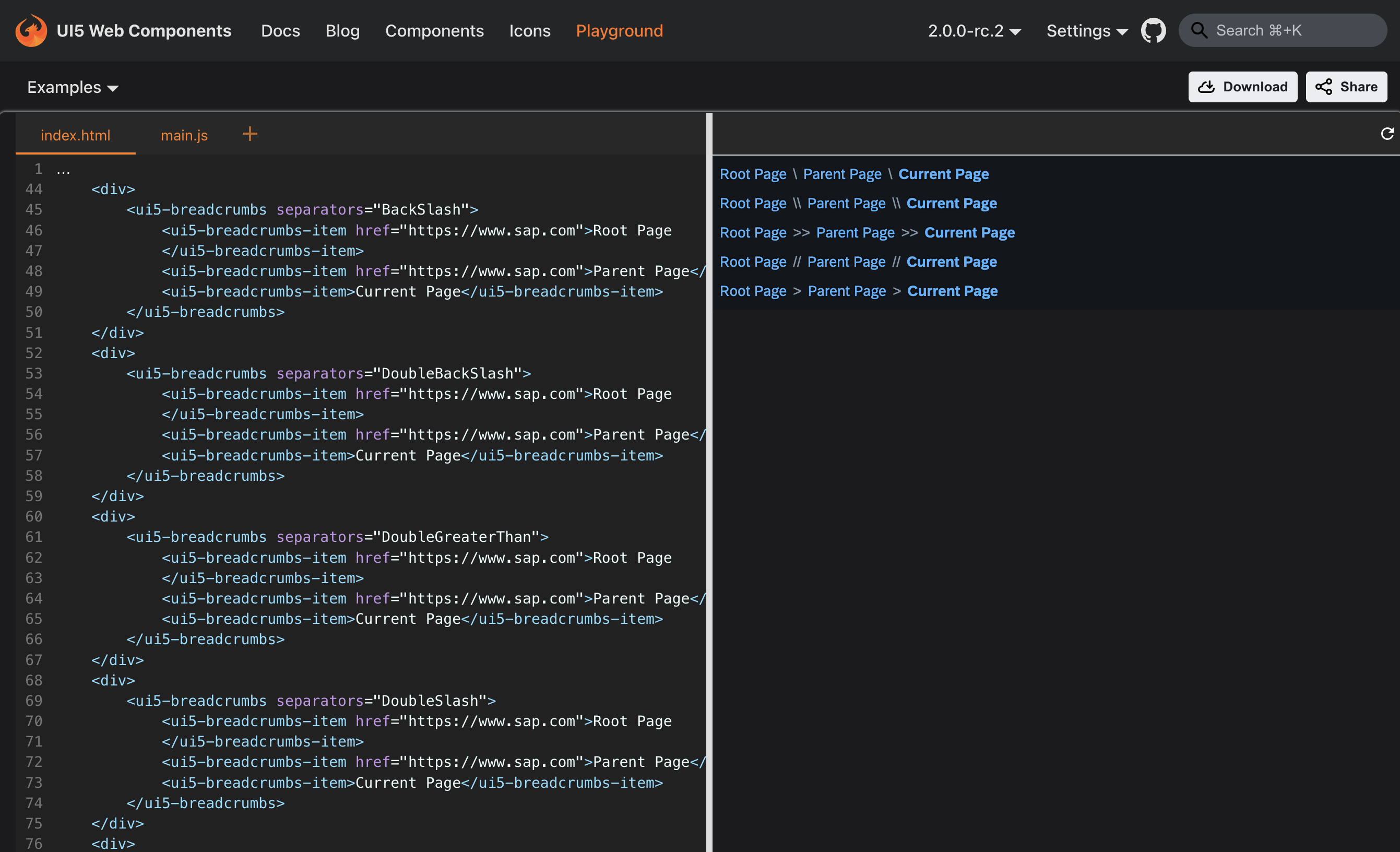 UI5 Web Components Playground